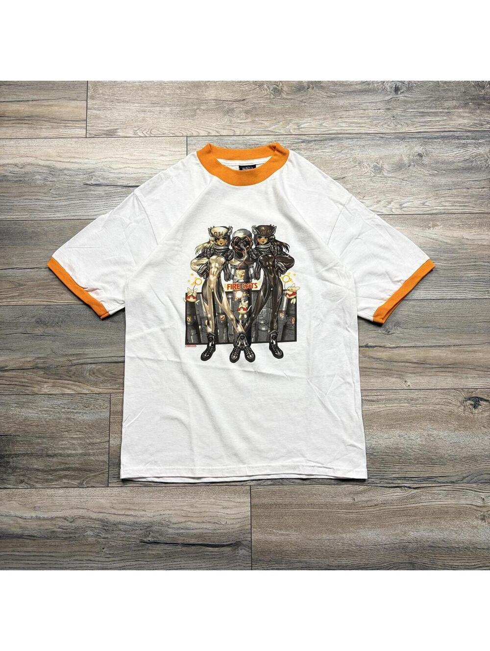 Vintage 2001 Fire Cats Anime Ringer tee. 19.5 by 27.5 excellent condtion